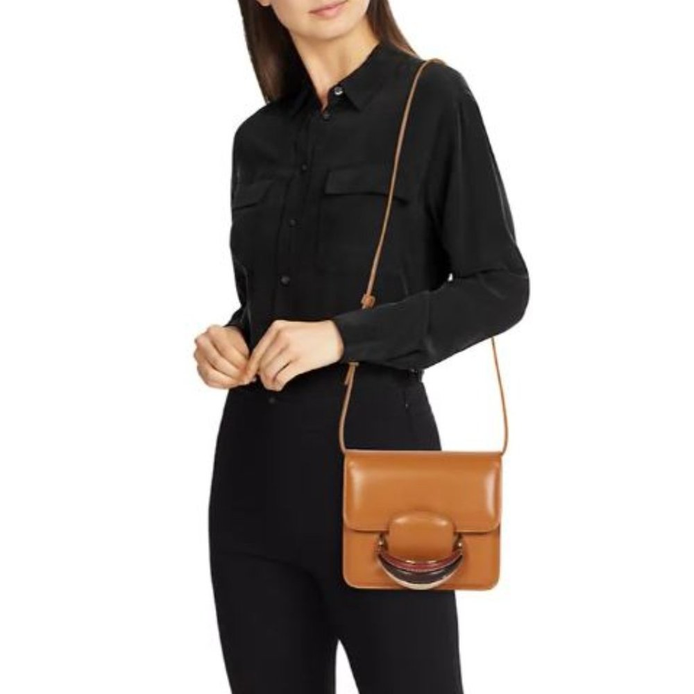 Chloé Kattie Leather Crossbody Clutch Bag Camel Brown - Picture 4 of 13